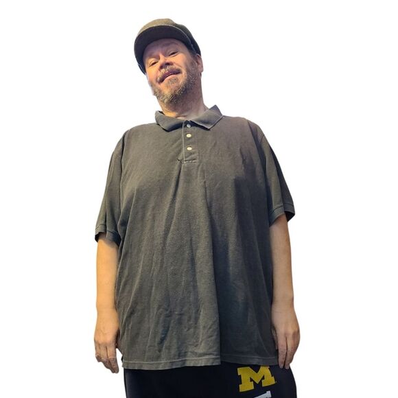 DXL Men's Grey Cotton Blend Short Sleeve Polo Size 5XL - Picture 1 of 6